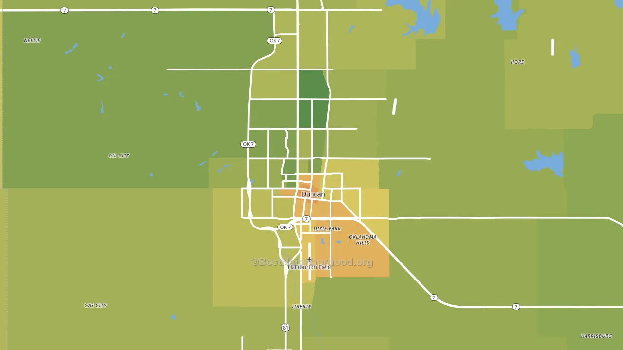 Duncan, OK block-group voter-turnout map