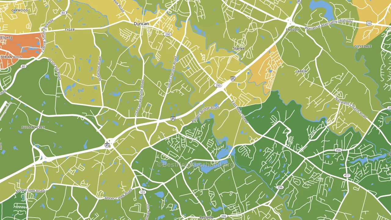 Duncan, SC block-group voter-turnout map