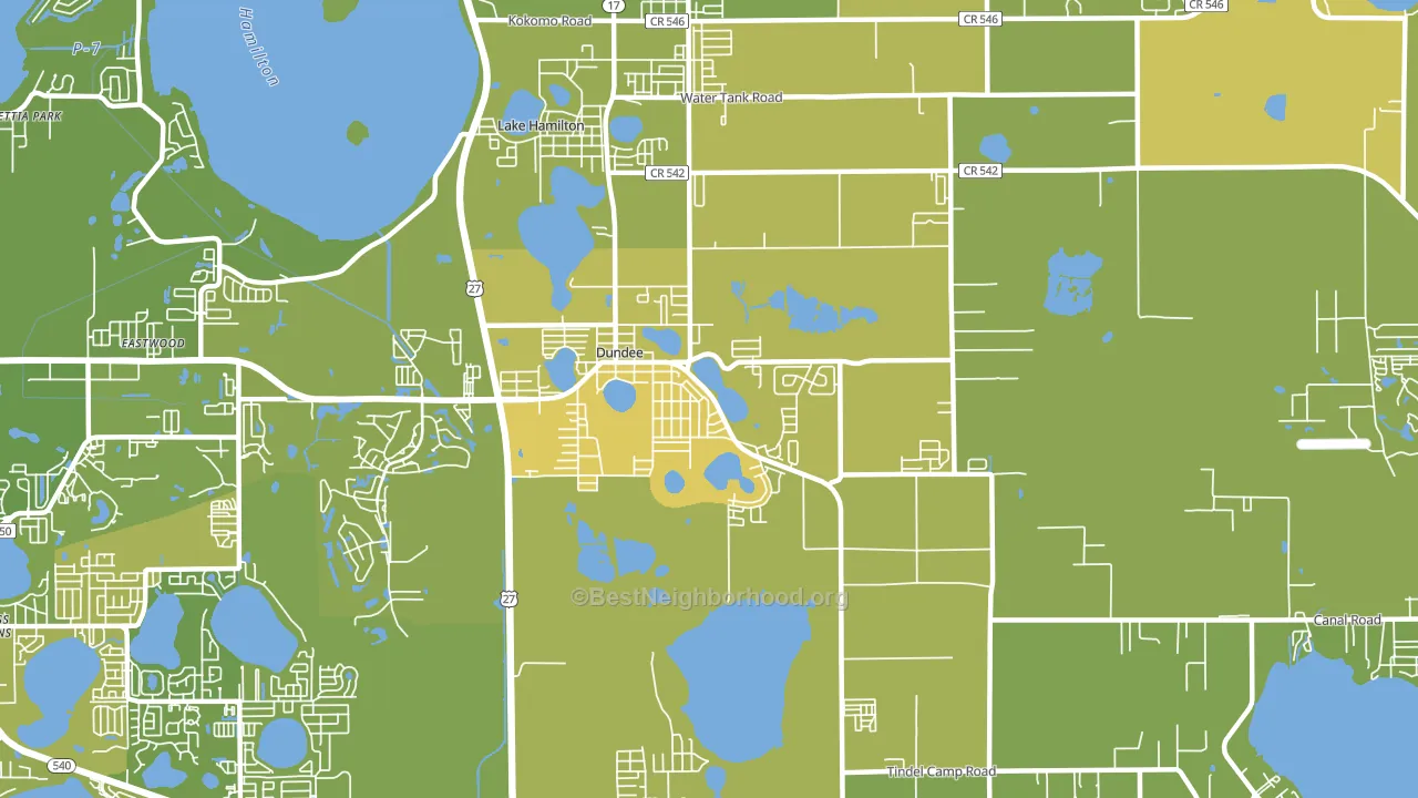 Dundee, FL block-group voter-turnout map