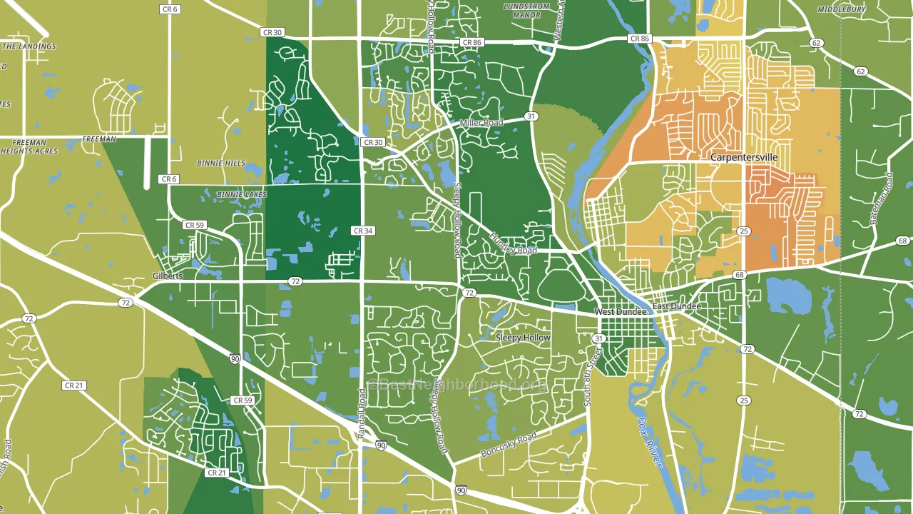 Dundee, IL block-group voter-turnout map