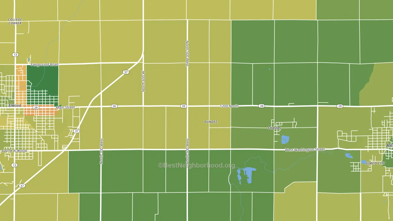 Dundee, IN block-group voter-turnout map