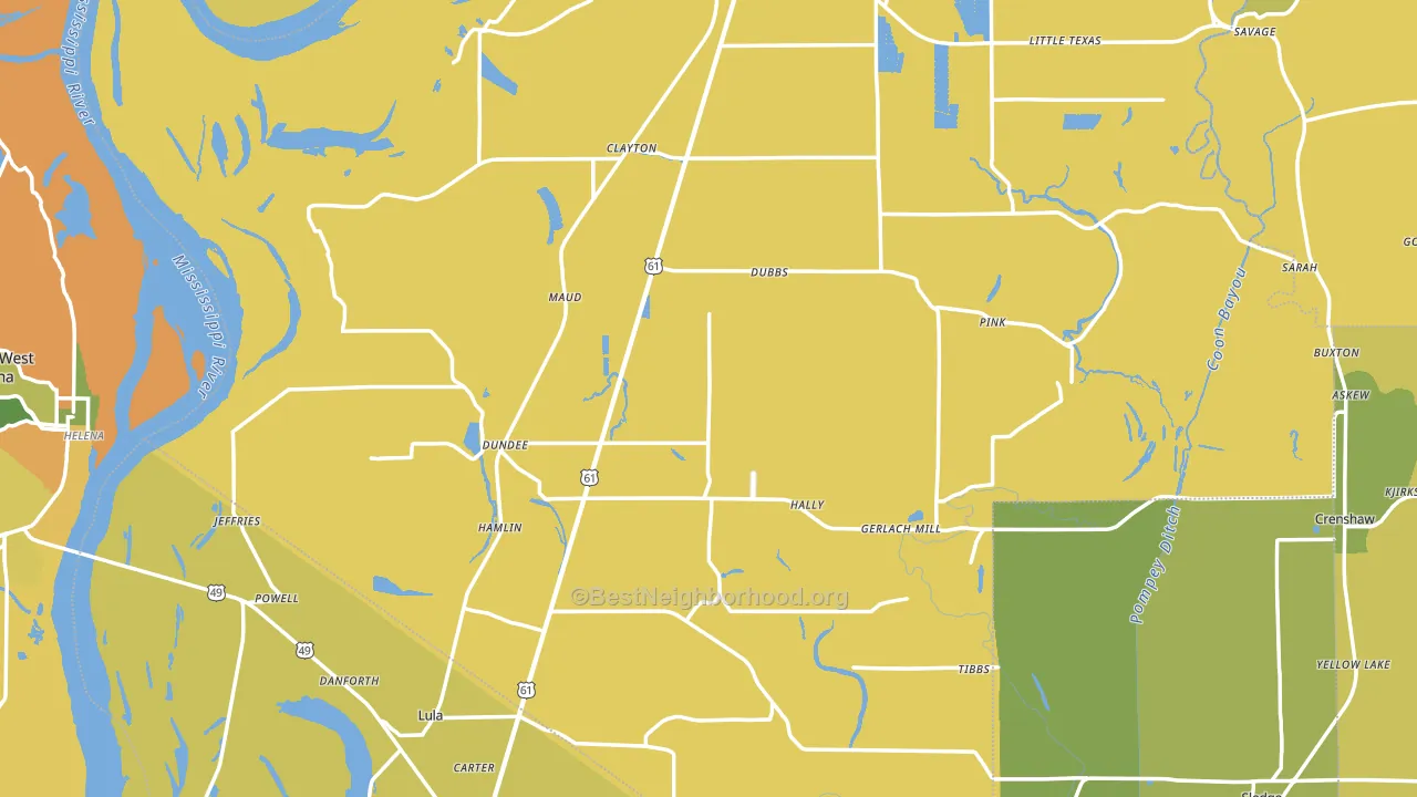 Dundee, MS block-group voter-turnout map
