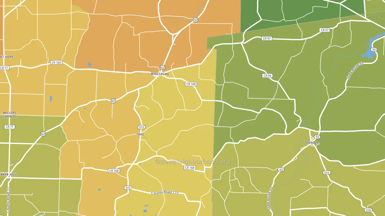 Dundee, OH block-group voter-turnout map