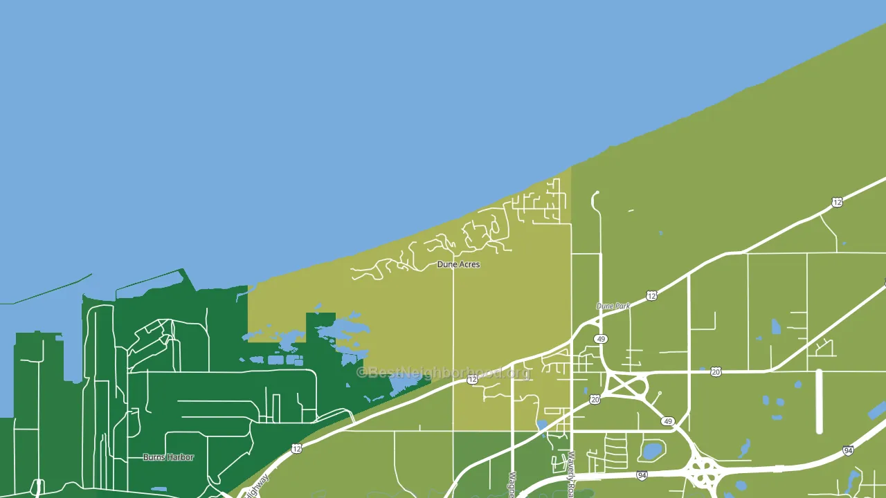 Dune Acres, IN block-group voter-turnout map