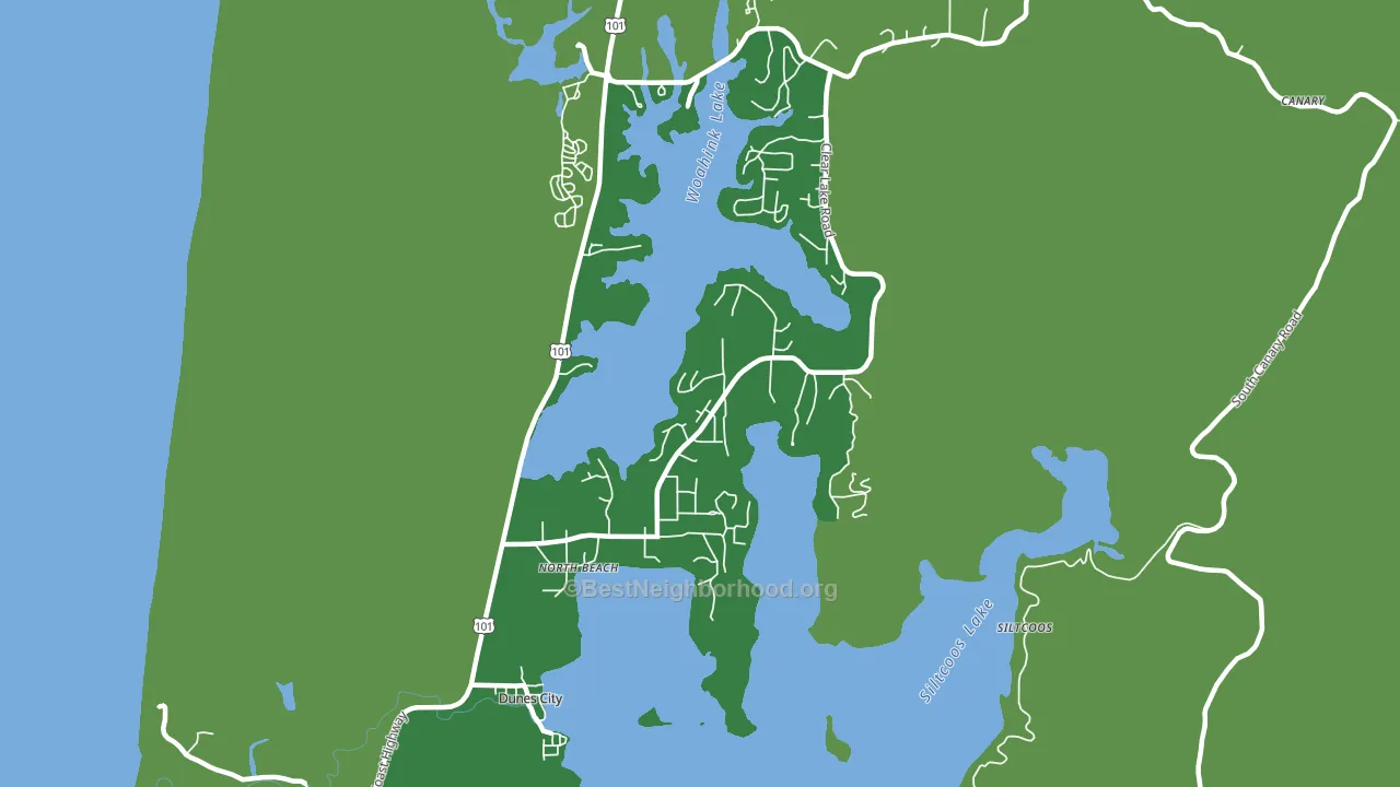 Dunes City, OR block-group voter-turnout map