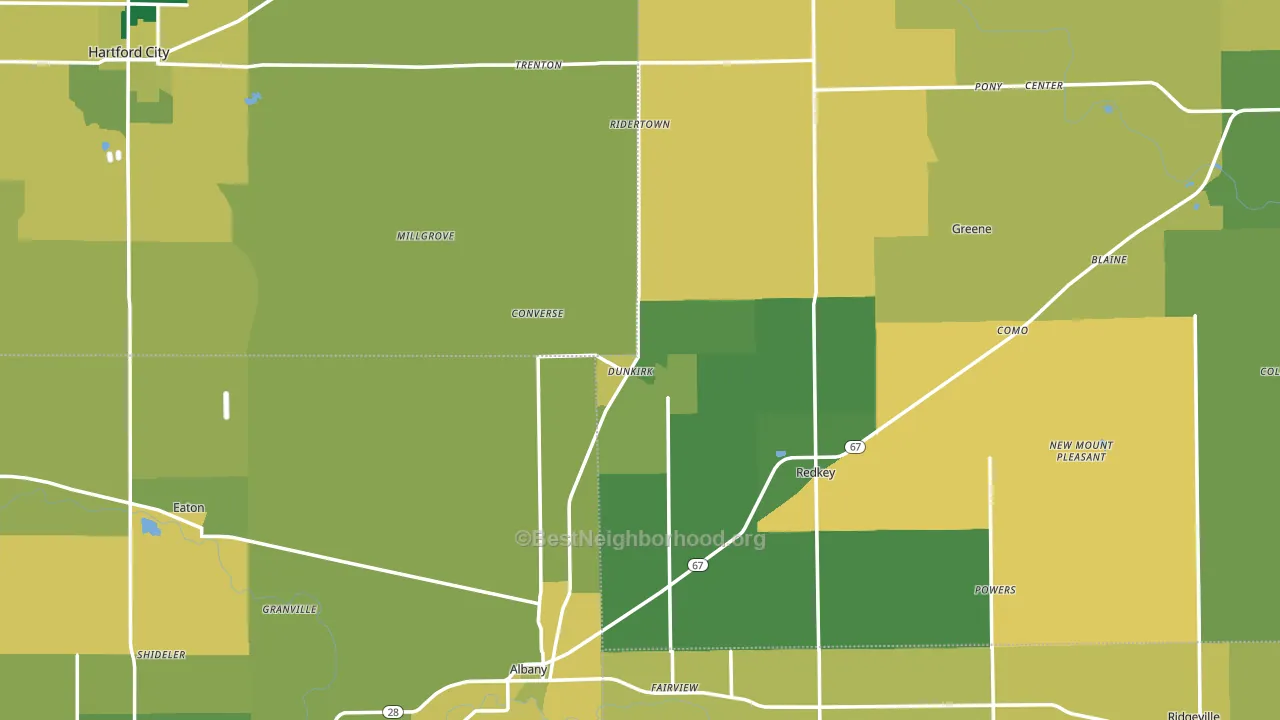 Dunkirk, IN block-group voter-turnout map