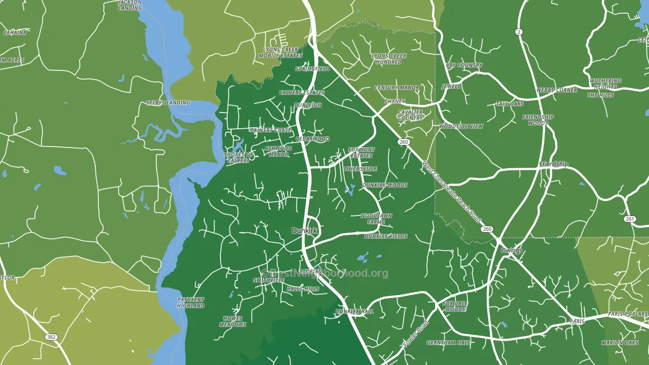 Dunkirk, MD block-group voter-turnout map
