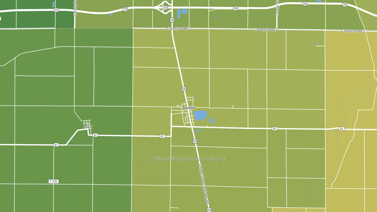 Dunkirk, OH block-group voter-turnout map