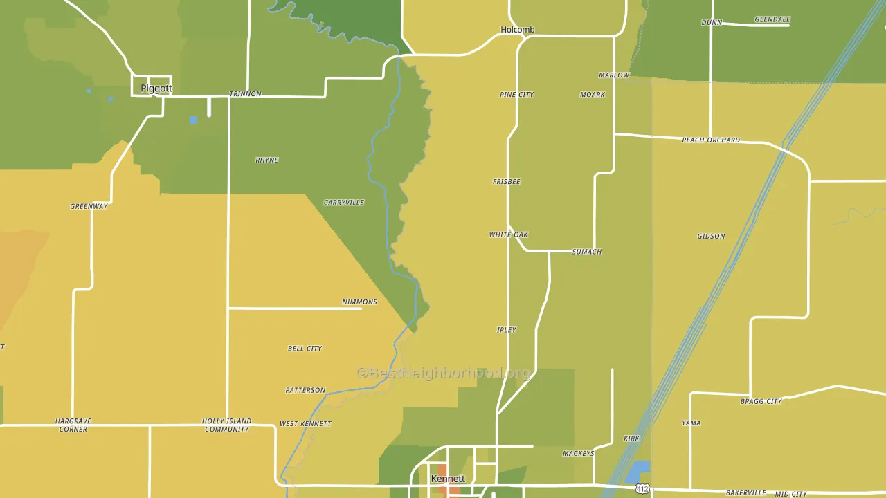 Dunklin County, MO block-group voter-turnout map