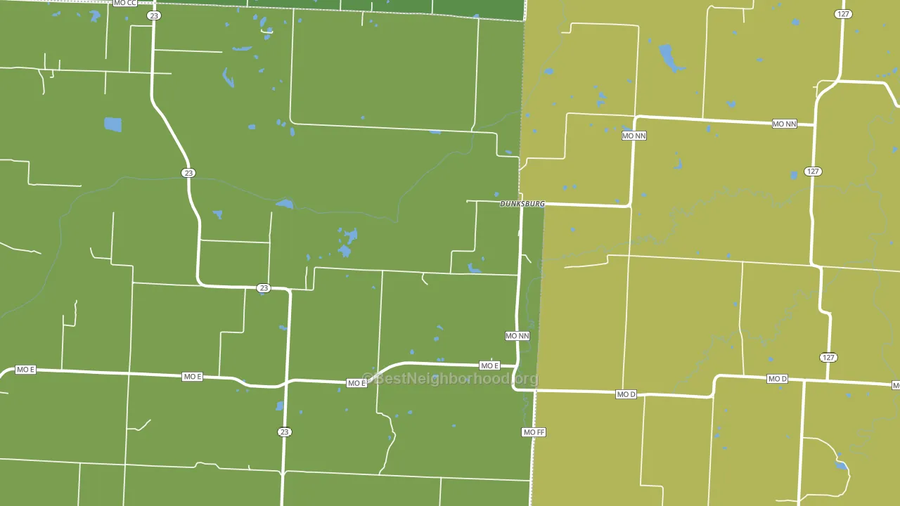 Dunksburg, MO block-group voter-turnout map