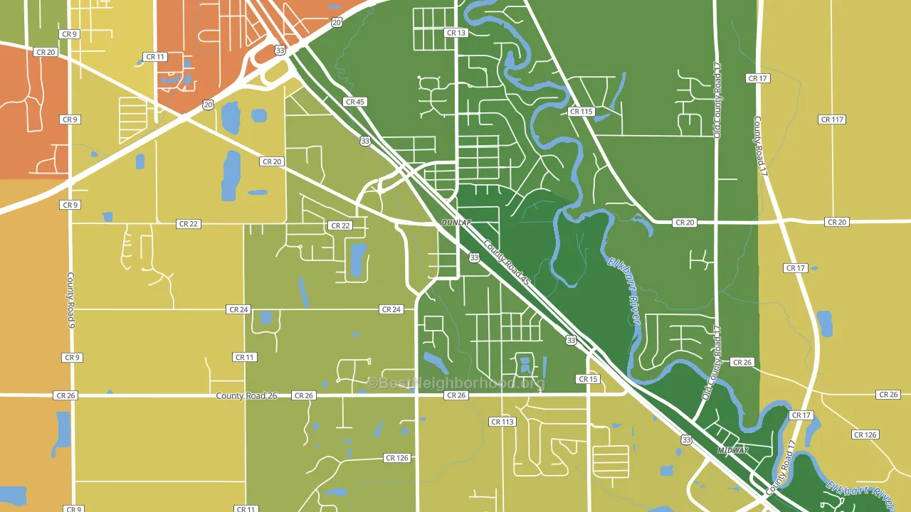 Dunlap, IN block-group voter-turnout map