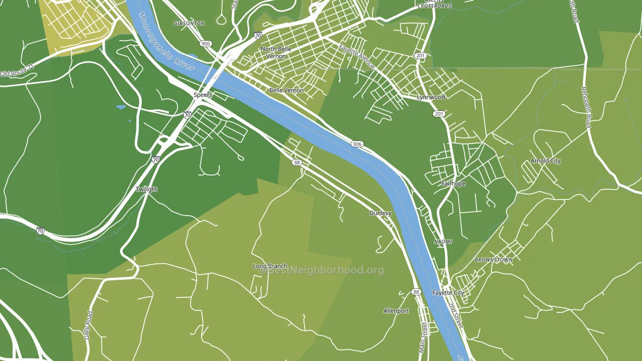Dunlevy, PA block-group voter-turnout map