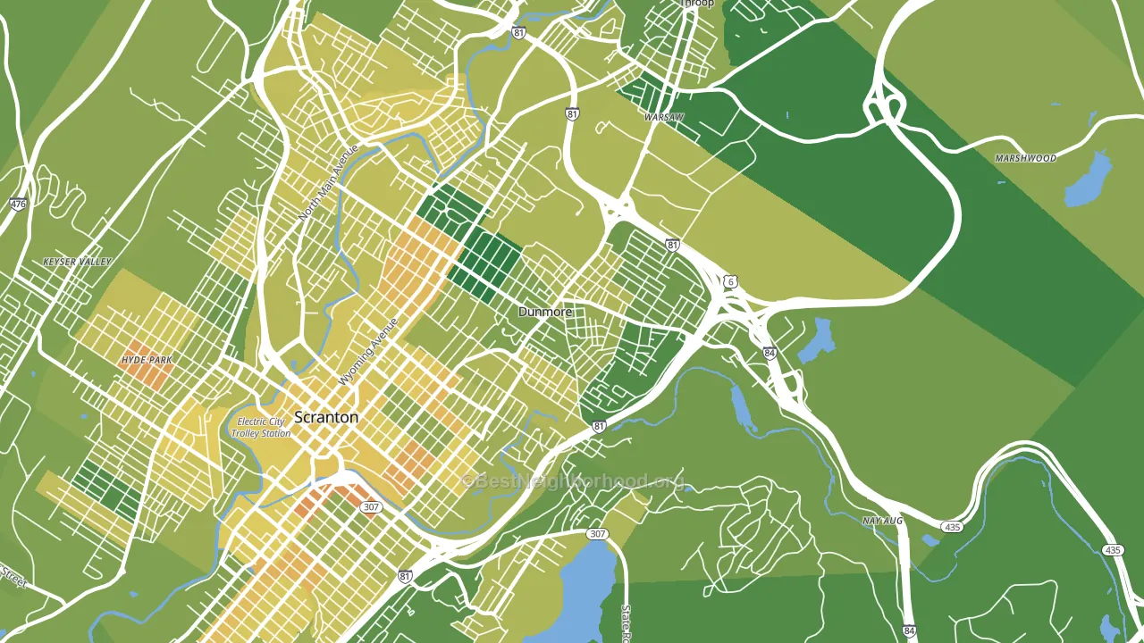 Dunmore, PA block-group voter-turnout map