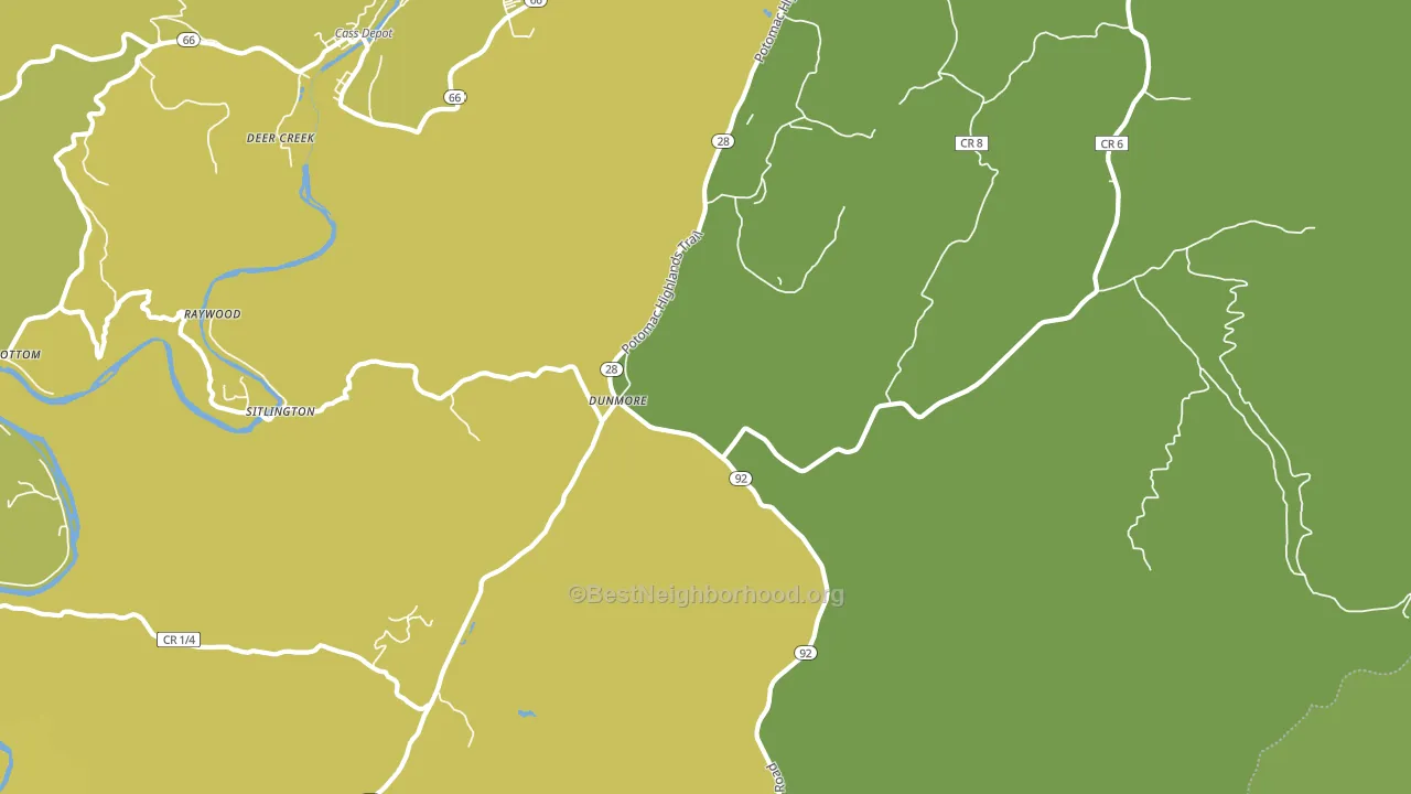 Dunmore, WV block-group voter-turnout map