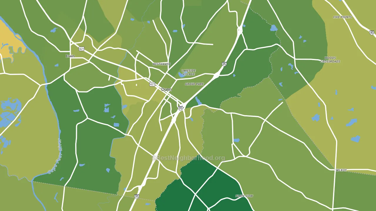 Dunn, NC block-group voter-turnout map