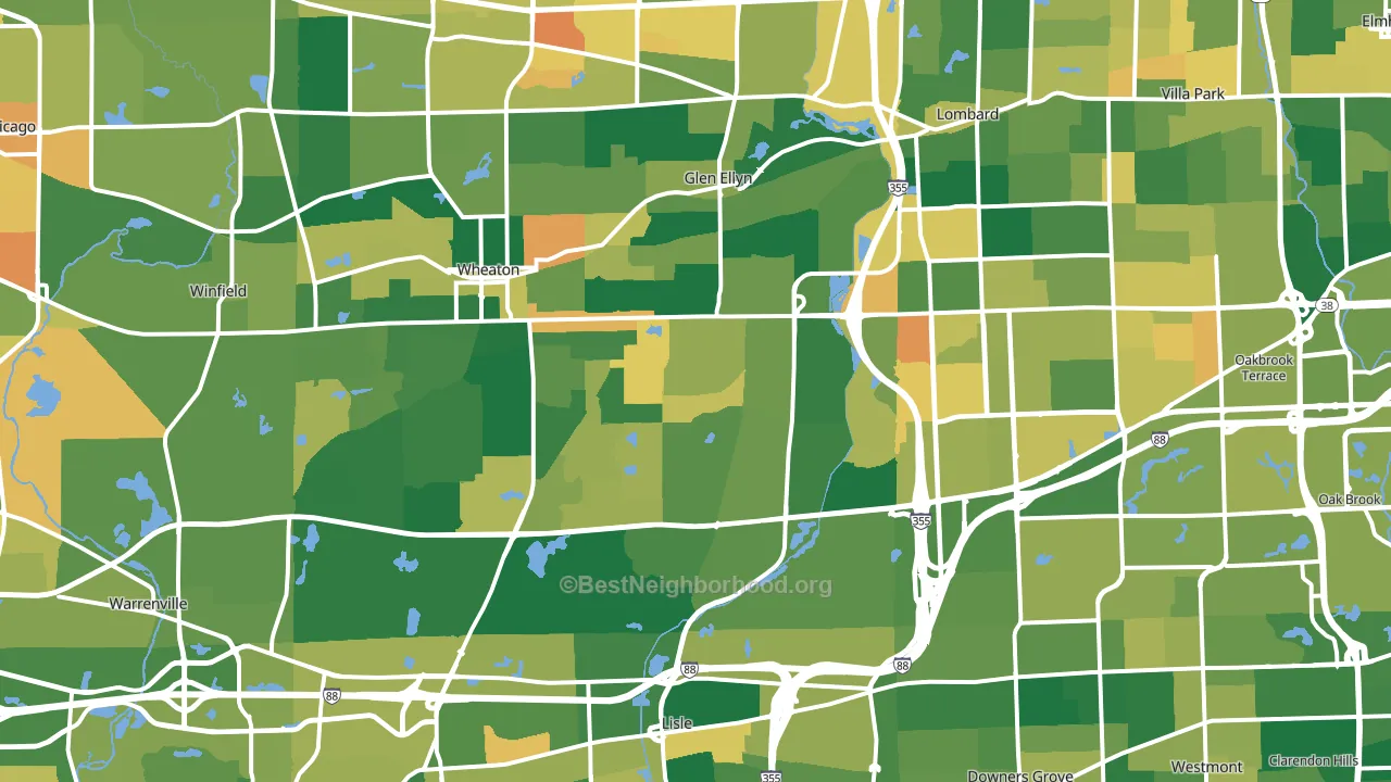 DuPage County, IL block-group voter-turnout map