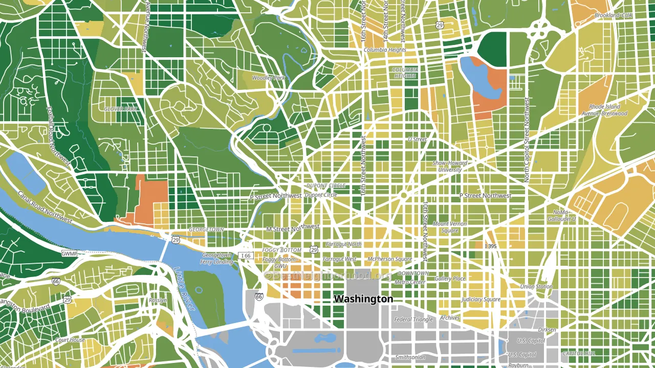Dupont Circle, Washington, DC block-group voter-turnout map