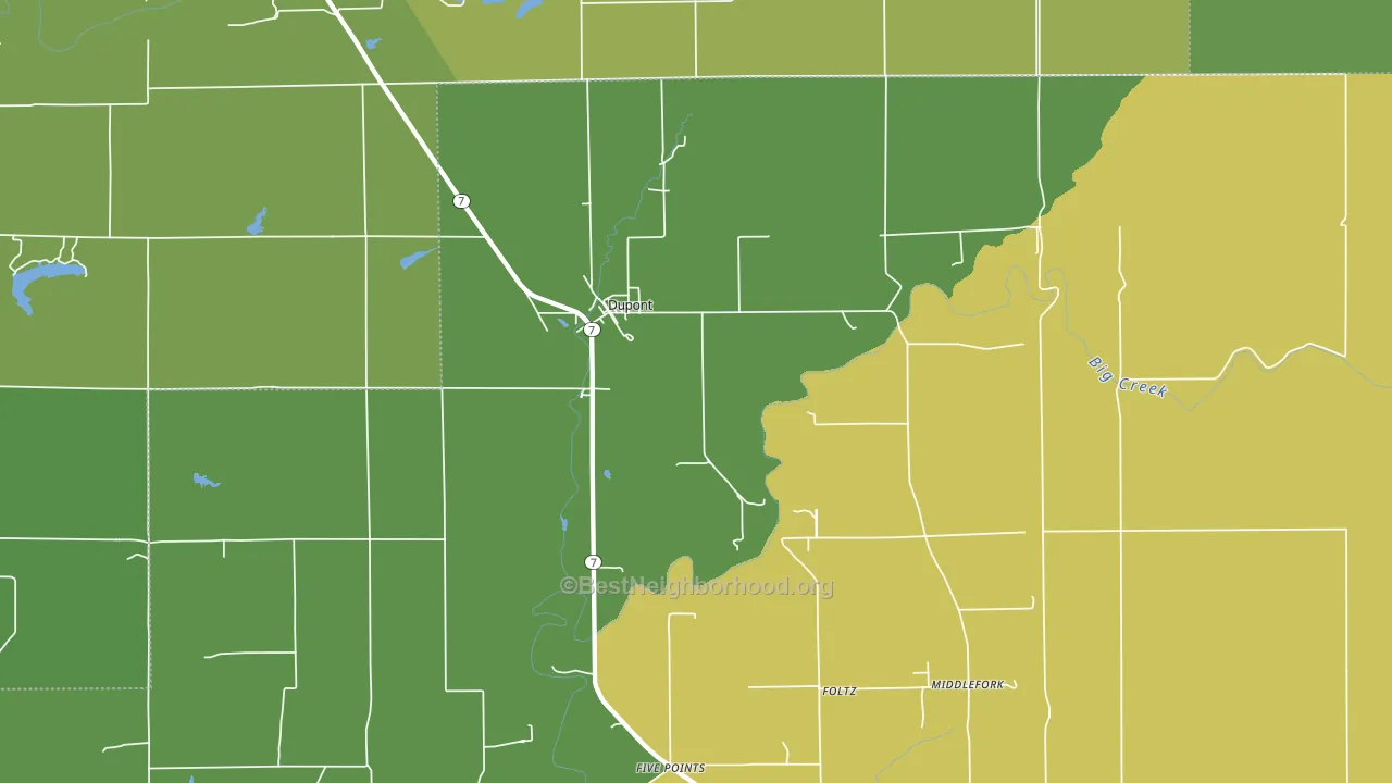 Dupont, IN block-group voter-turnout map