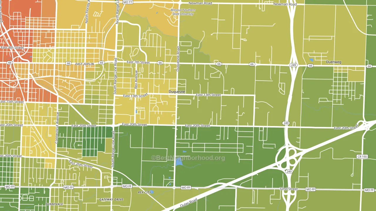 Duquesne, MO block-group voter-turnout map