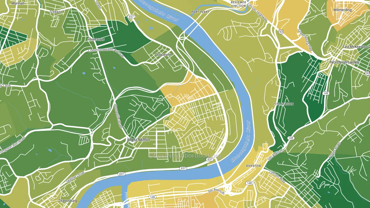 Duquesne, PA block-group voter-turnout map