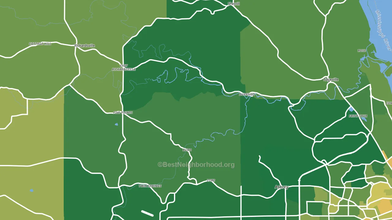 Durango, IA block-group voter-turnout map