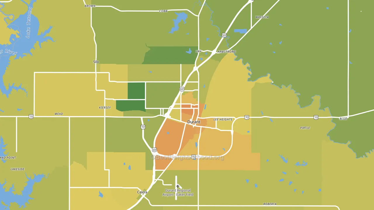 Durant, OK block-group voter-turnout map