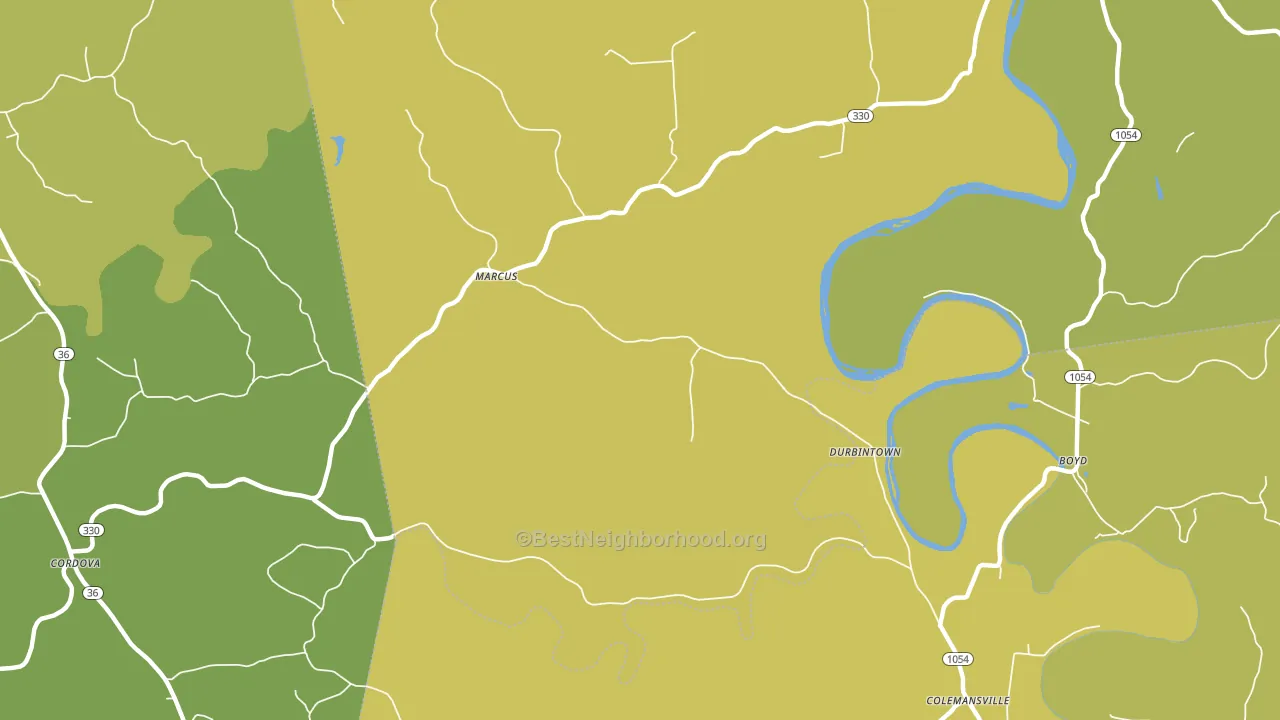 Durbintown, KY block-group voter-turnout map