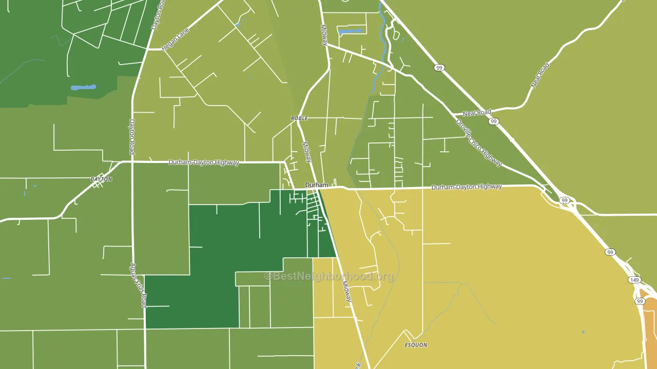 Durham, CA block-group voter-turnout map