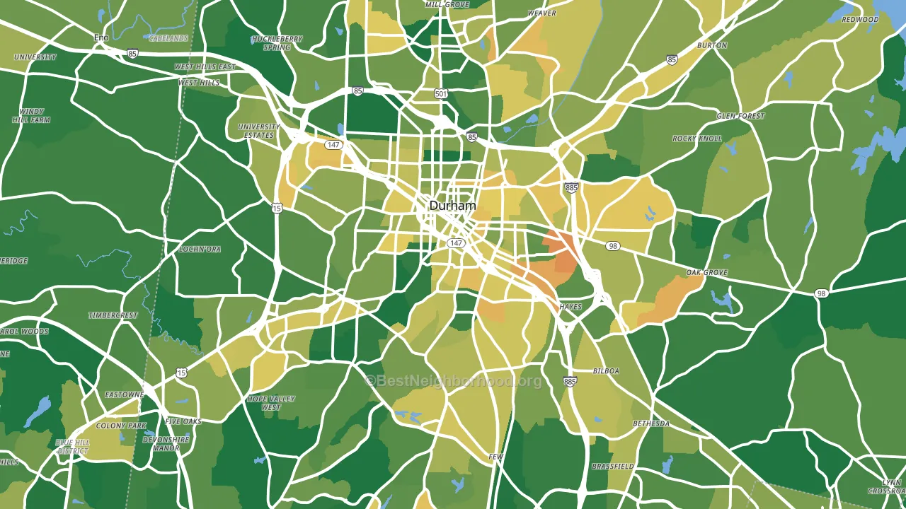 Durham County, NC block-group voter-turnout map
