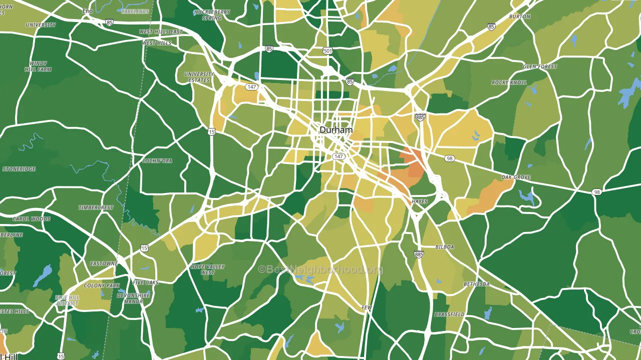 Durham, NC block-group voter-turnout map