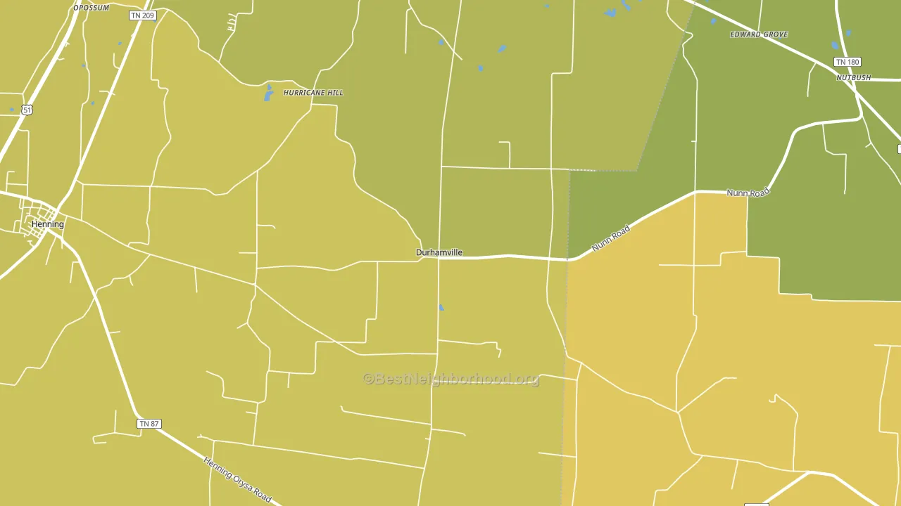 Durhamville, TN block-group voter-turnout map