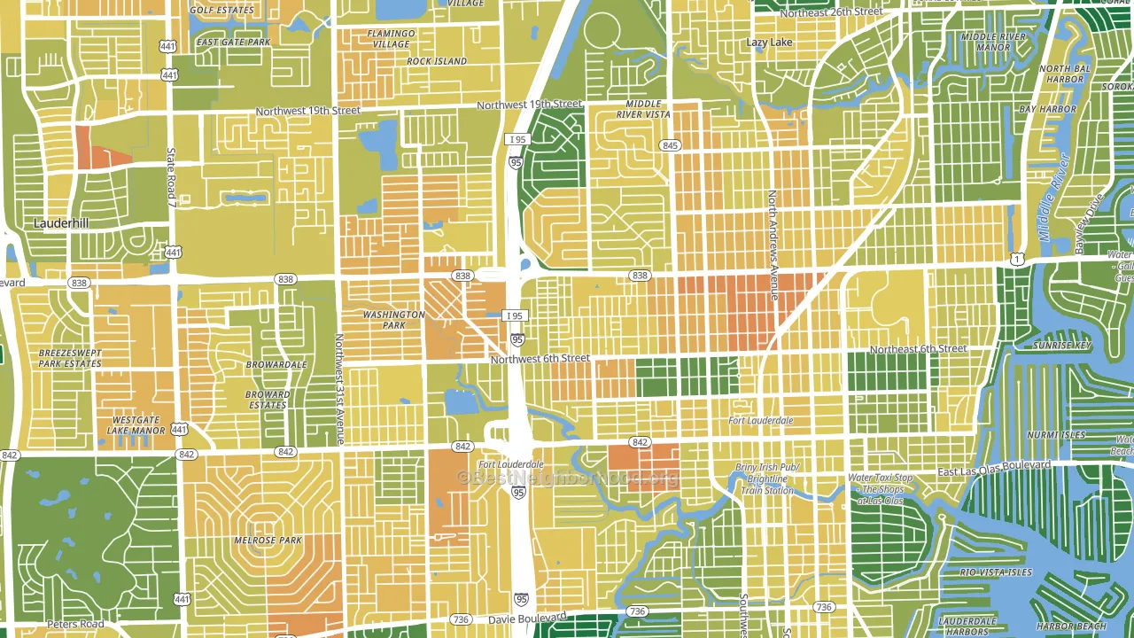 Durrs Homeowners, Fort Lauderdale, FL block-group voter-turnout map