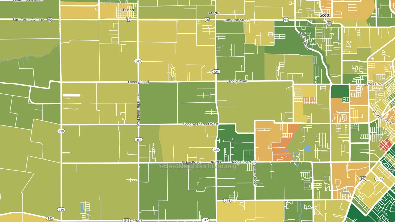 Duson, LA block-group voter-turnout map