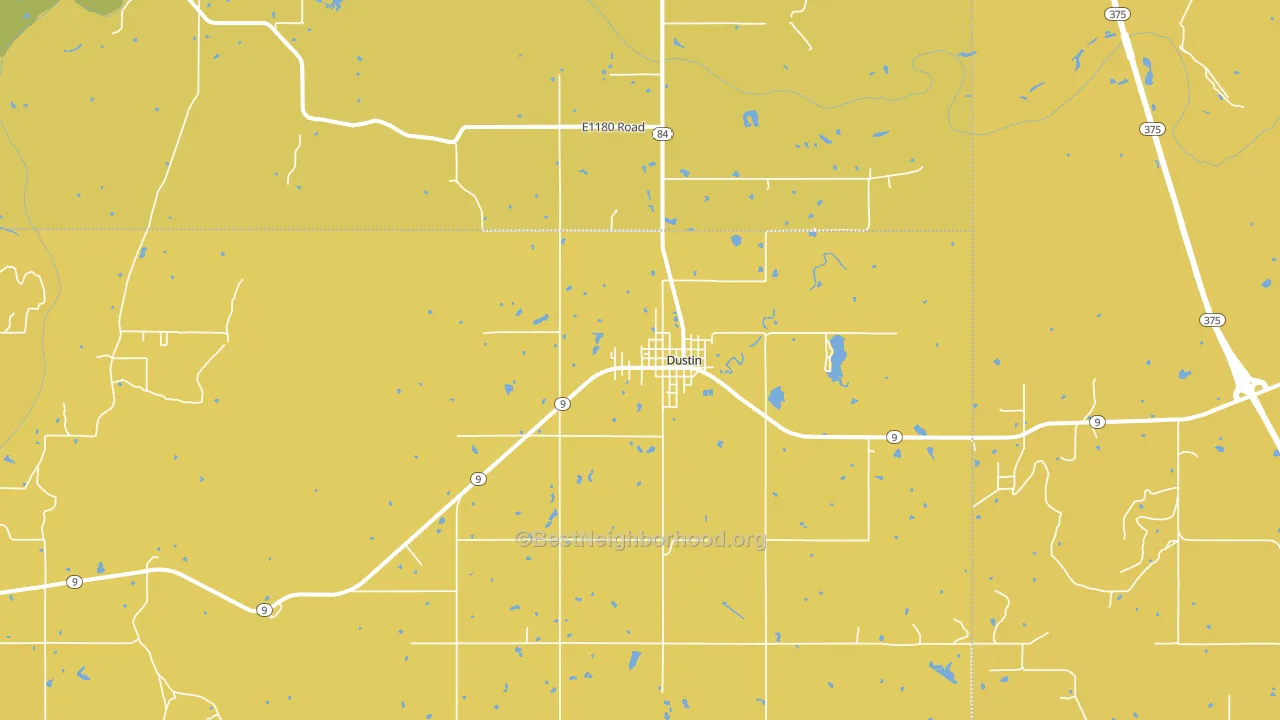 Dustin, OK block-group voter-turnout map