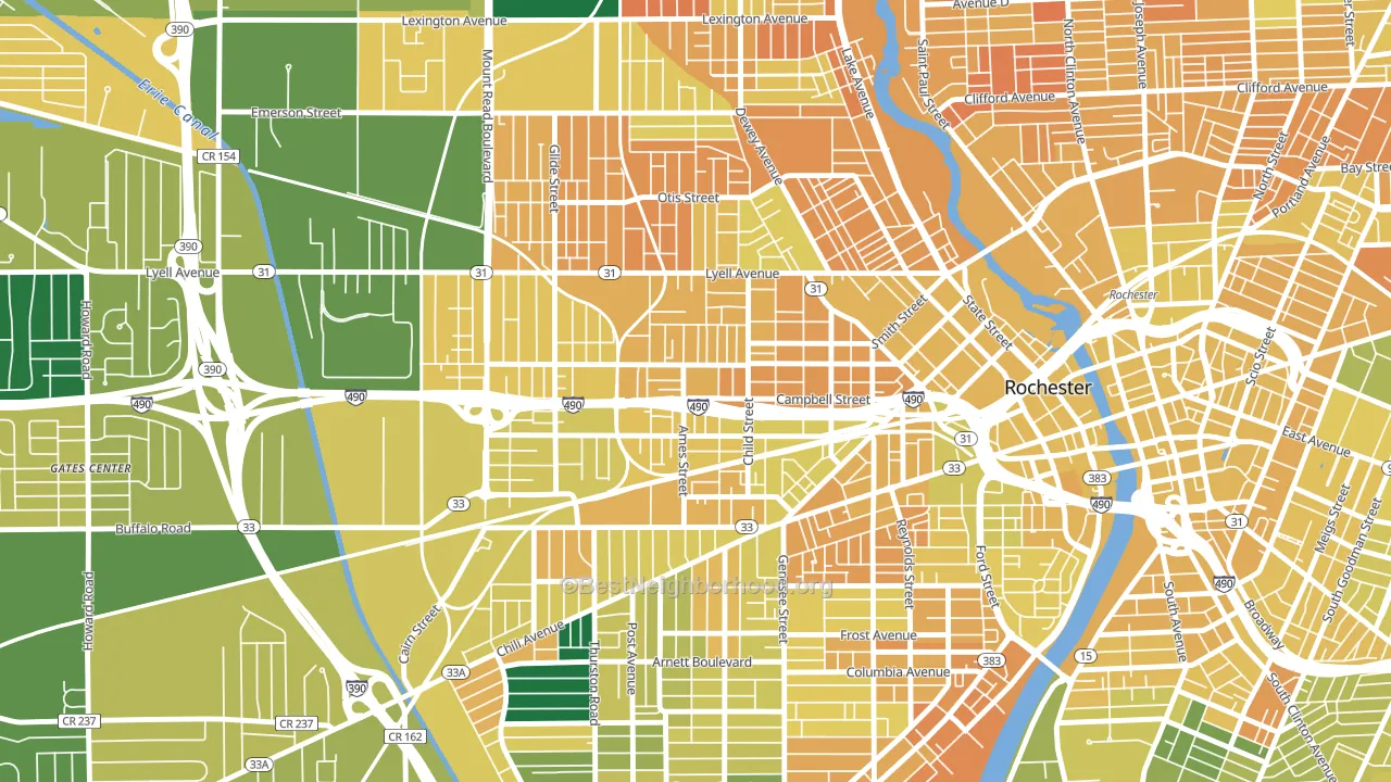 Dutchtown, Rochester, NY block-group voter-turnout map