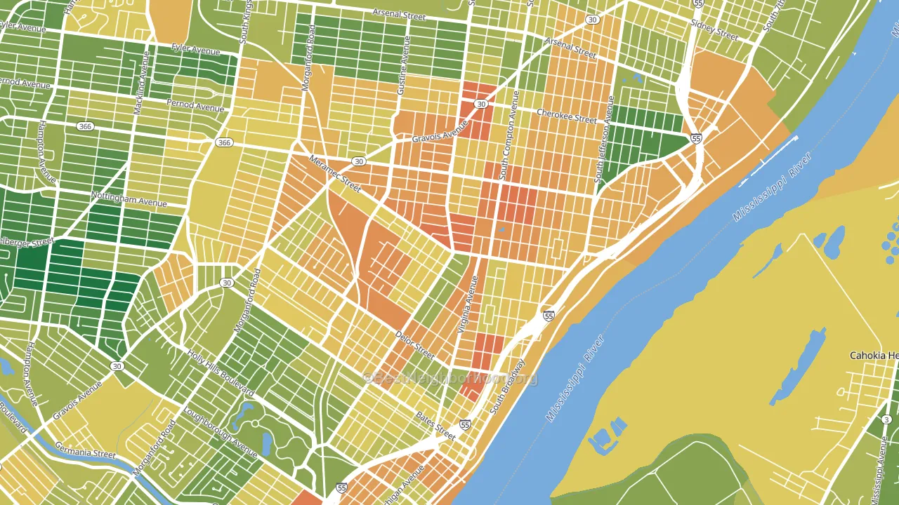 Dutchtown, St. Louis, MO block-group voter-turnout map