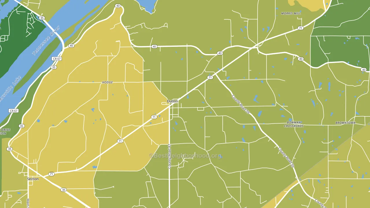 Dutton, AL block-group voter-turnout map