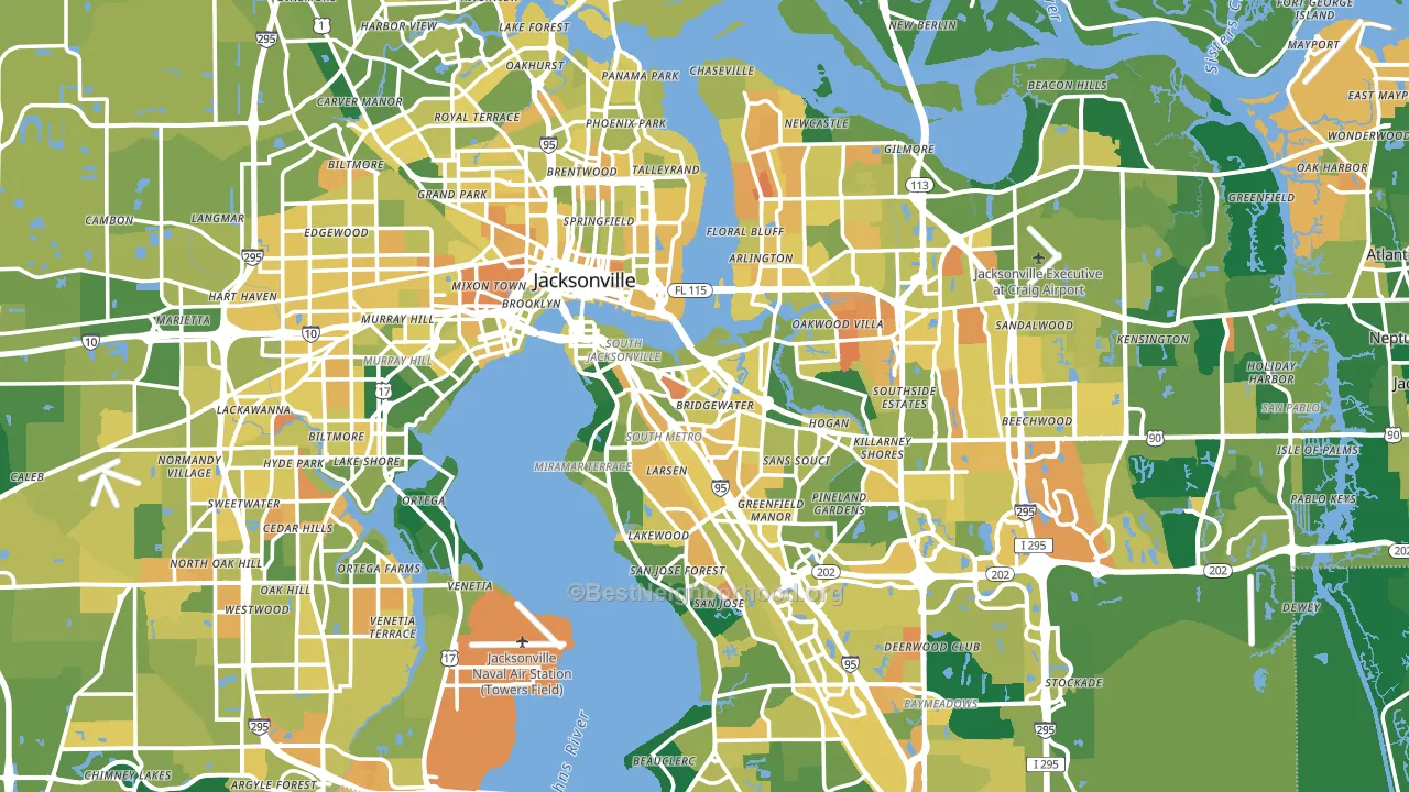 Duval County, FL block-group voter-turnout map