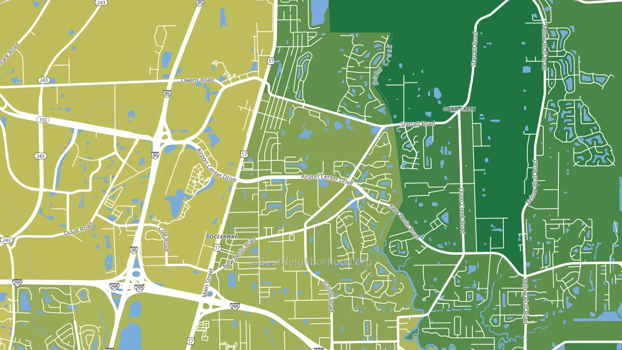 Duval, Jacksonville, FL block-group voter-turnout map