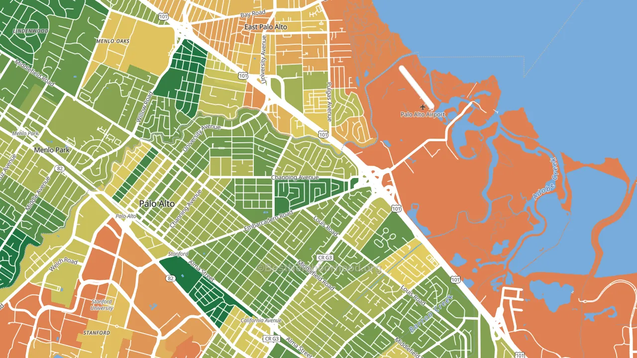 Duveneck-Saint Francis, Palo Alto, CA block-group voter-turnout map