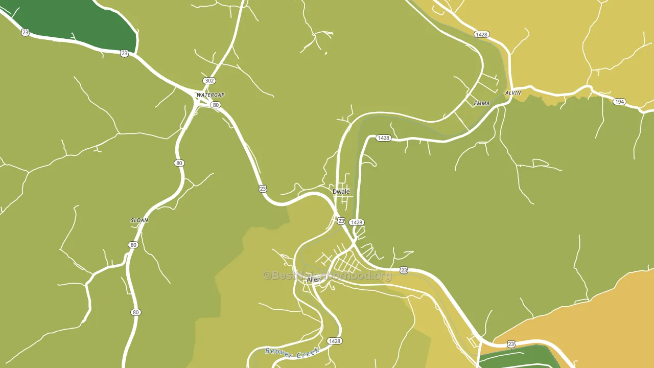 Dwale, KY block-group voter-turnout map
