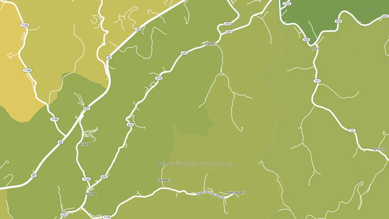 Dwarf, KY block-group voter-turnout map