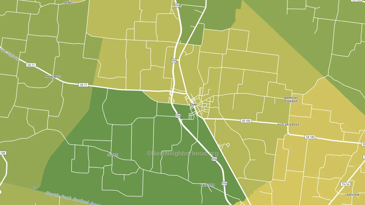 Dyer, TN block-group voter-turnout map