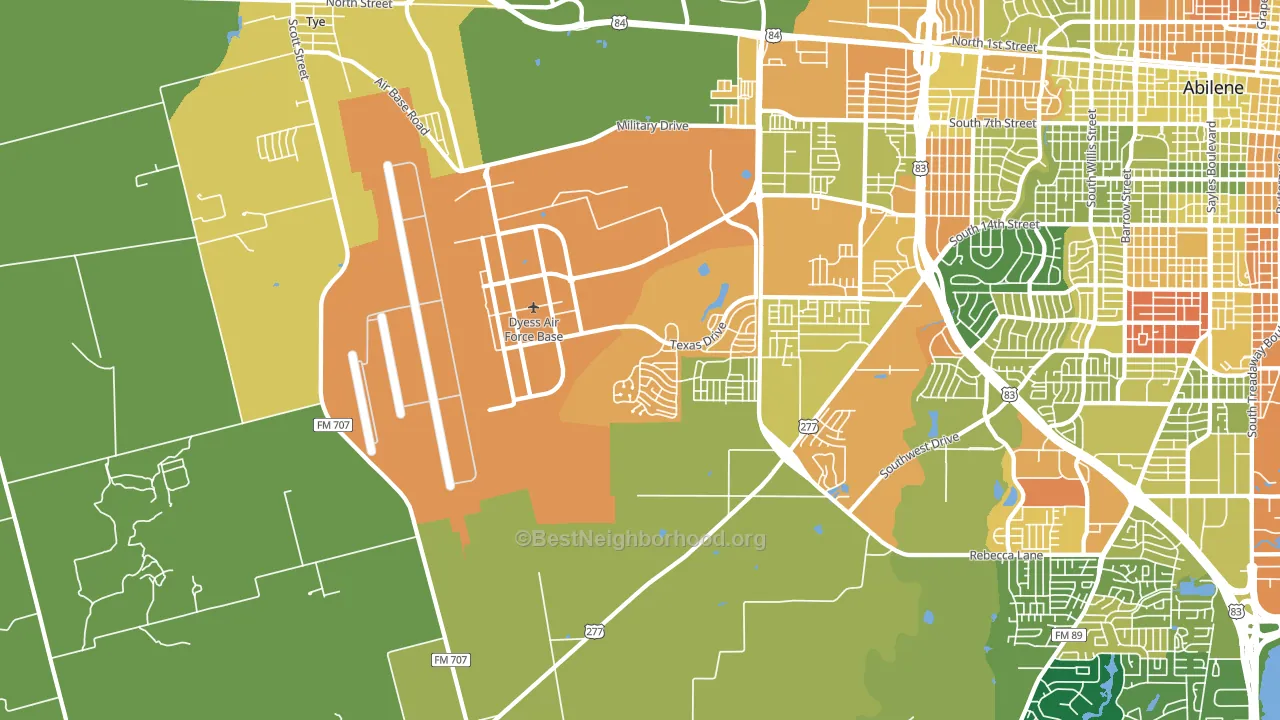 Dyess Afb, TX block-group voter-turnout map