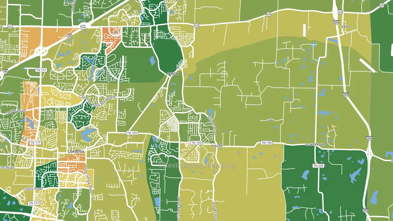 Eads-Fisherville, Cordova, TN block-group voter-turnout map
