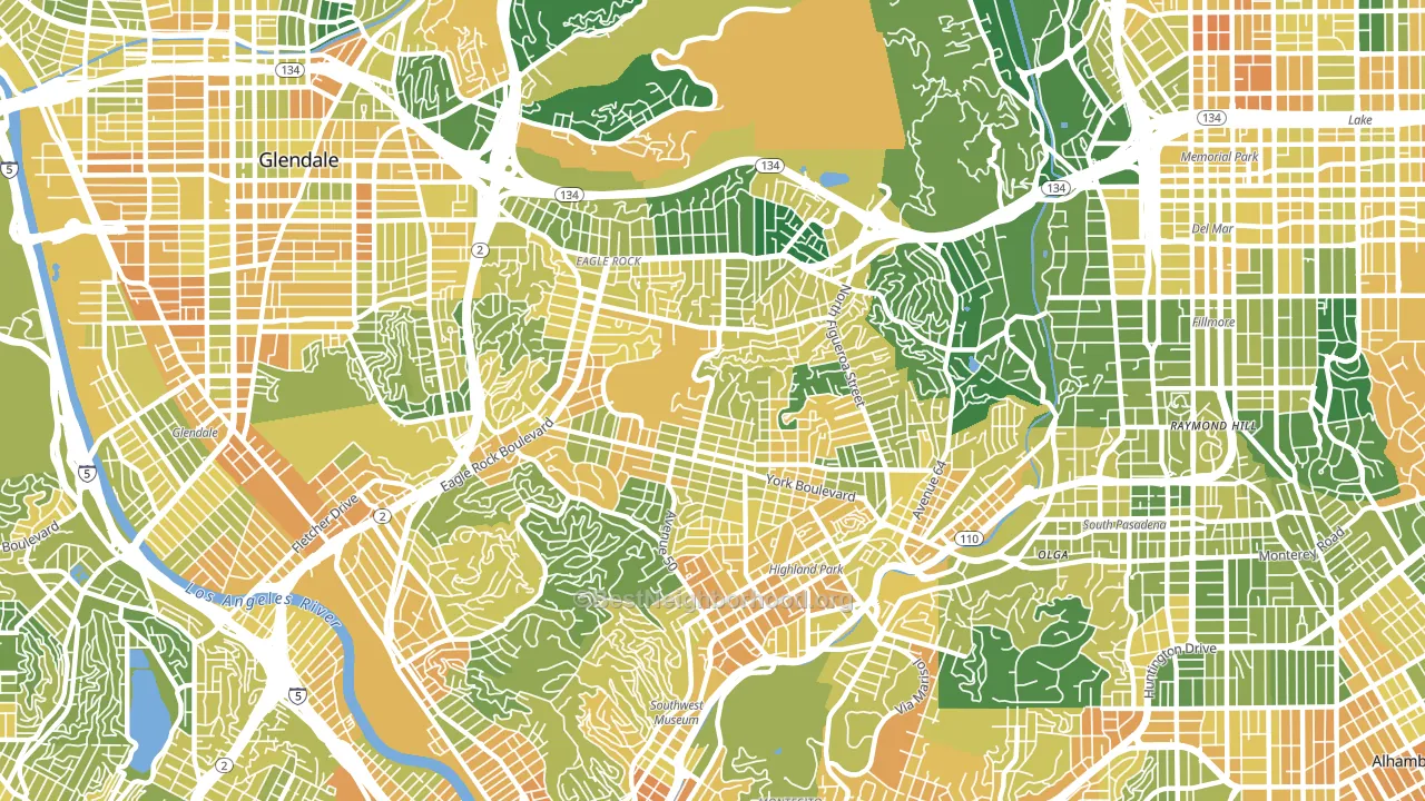 Eagle Rock, Los Angeles, CA block-group voter-turnout map