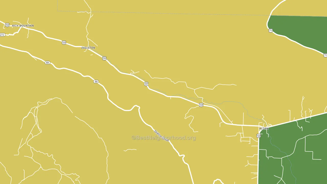 Eagleton, AR block-group voter-turnout map
