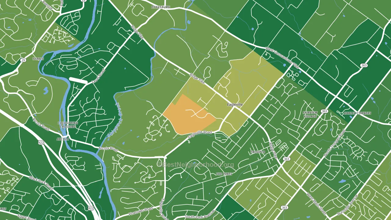 Eagleville, PA block-group voter-turnout map
