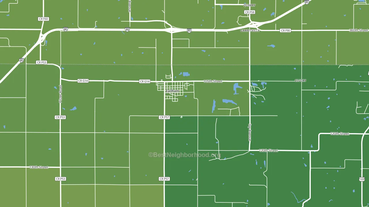 Earlham, IA block-group voter-turnout map