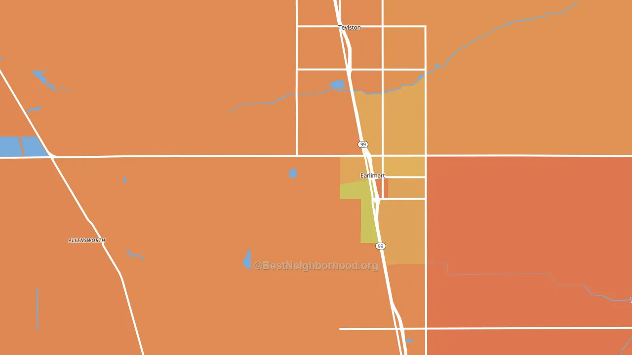 Earlimart, CA block-group voter-turnout map